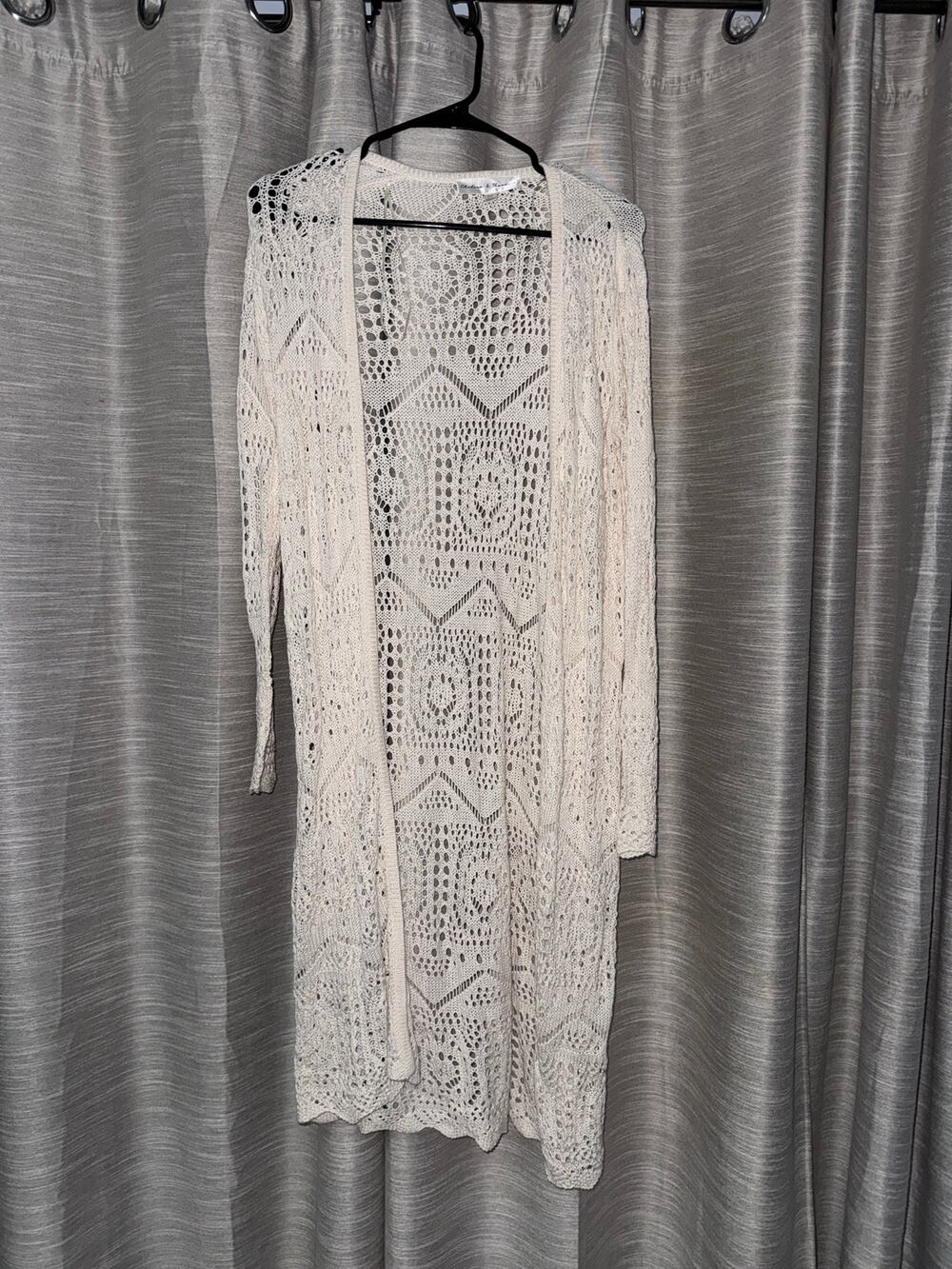 Chelsea + Theodore crochet knit boho cardigan size small